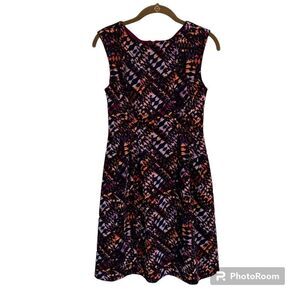 Vince Camuto Psychedelic Abstract Sleeveless Pleated Mini Dress Red Size 2